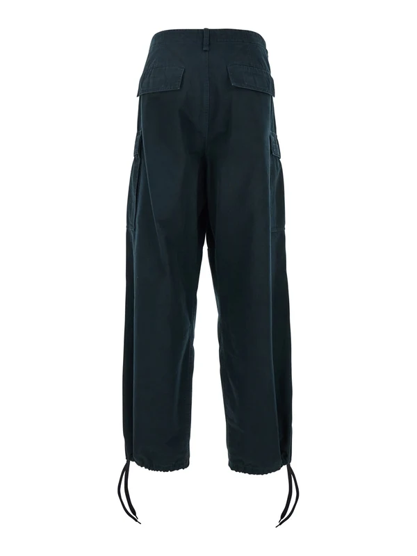 Blue Pants with Drawstring Waist and Cargo Pockets in Cotton Man Casual Pants - Image 2