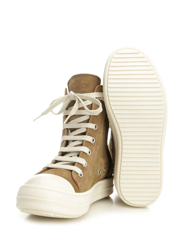 Rick Owens Beige High Top Sneakers - Image 5