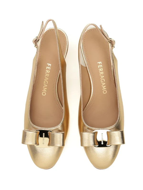 Ferragamo Gold Slingback Heels - Image 5