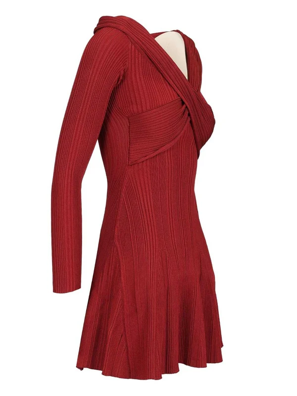 Self-Portrait Burgundy Mini Dress - Image 3