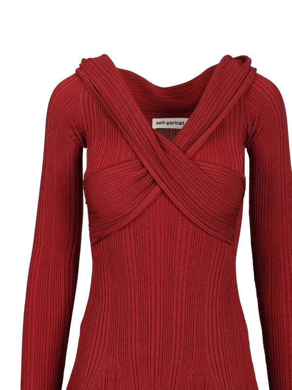 Self-Portrait Burgundy Mini Dress - Image 5