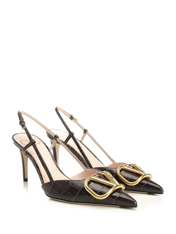 Valentino Brown Slingback Heels - Image 2