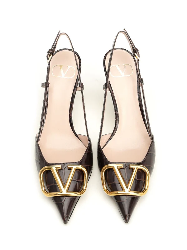 Valentino Brown Slingback Heels - Image 5