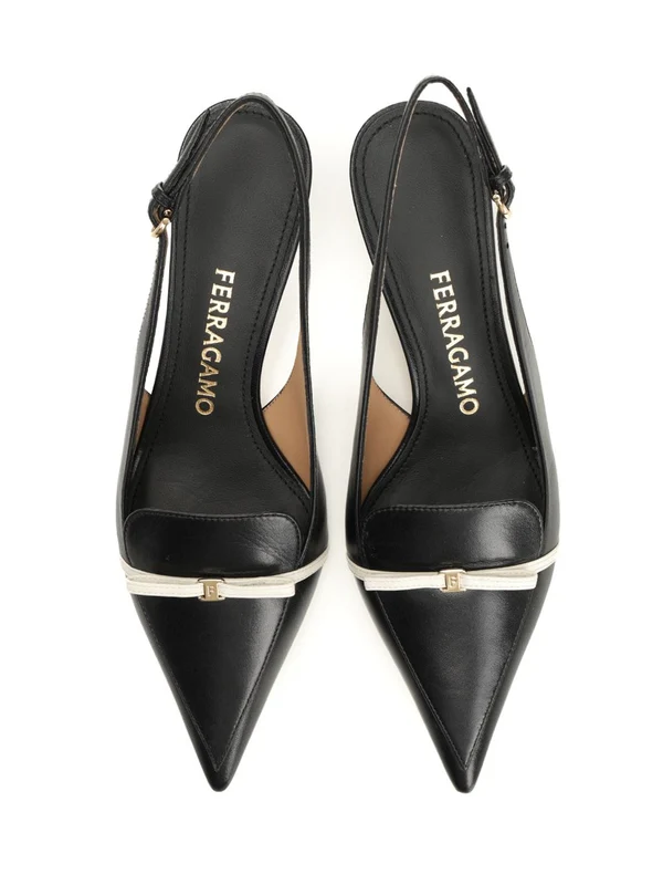 Ferragamo Black Slingback Heels - Image 5