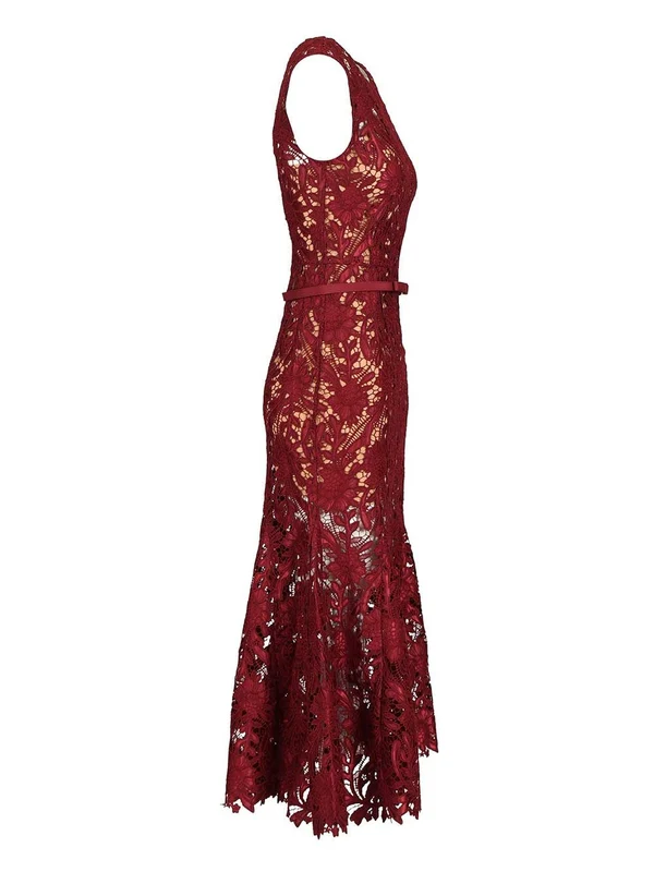 Self-Portrait Burgundy Midi Dress - Image 3