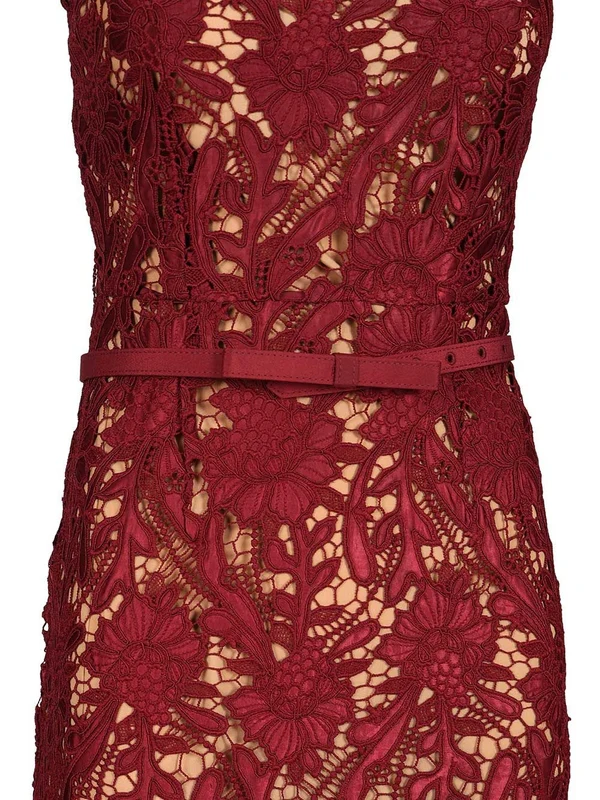 Self-Portrait Burgundy Midi Dress - Image 4