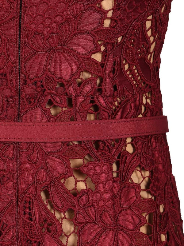 Self-Portrait Burgundy Midi Dress - Image 5