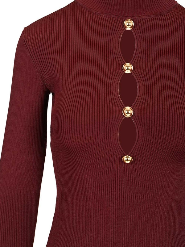 Self-Portrait Burgundy Knitted - Image 3