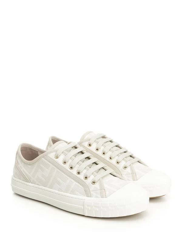 Fendi Beige Low Top Sneakers - Image 2