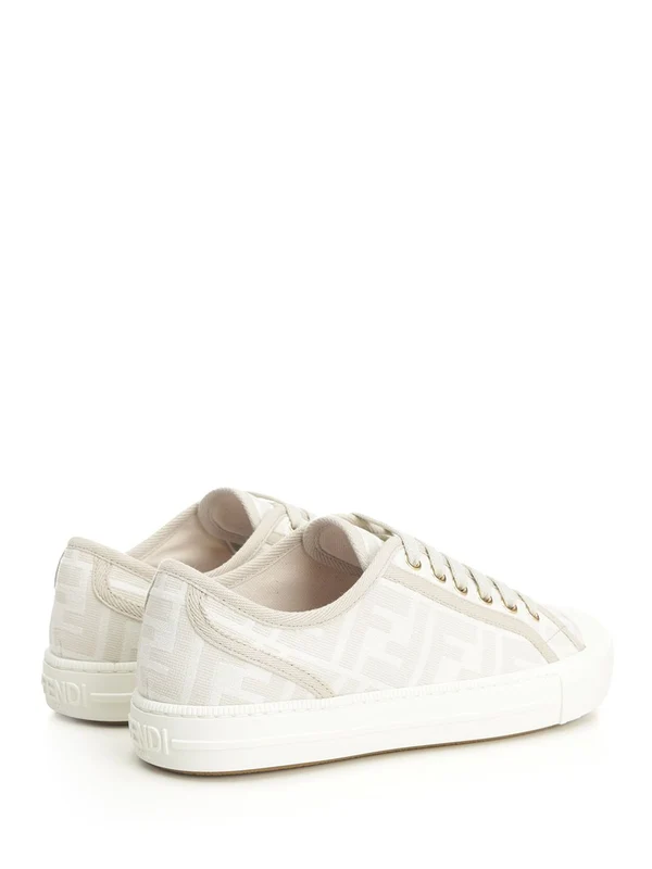 Fendi Beige Low Top Sneakers - Image 3