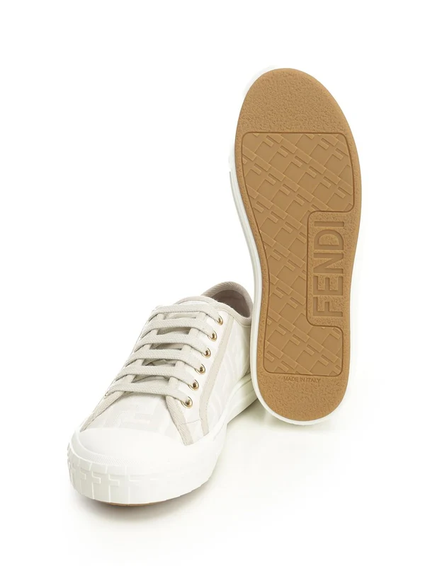Fendi Beige Low Top Sneakers - Image 5