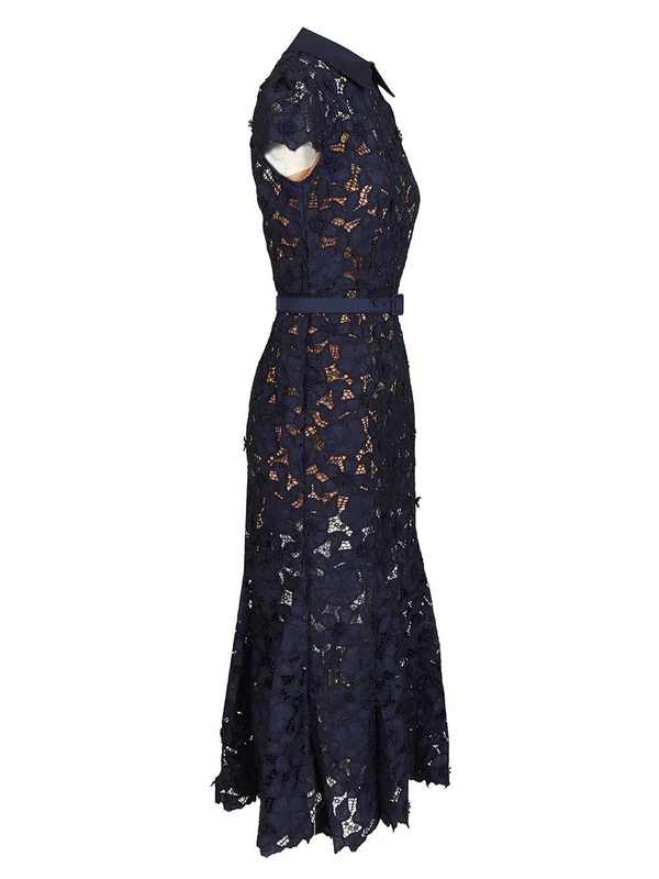 Self-Portrait Navy Midi Dress - Image 3