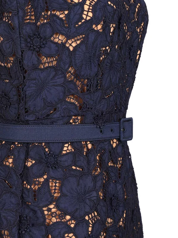 Self-Portrait Navy Midi Dress - Image 5