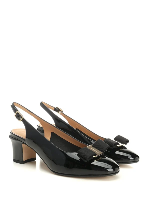 Ferragamo Black Slingback Heels - Image 2