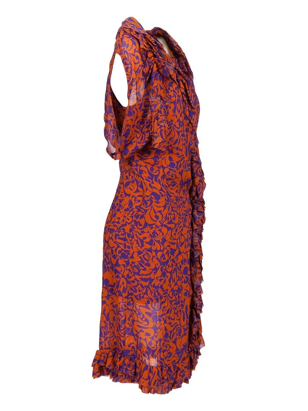 Dries Van Noten Orange Blue Mini Dress - Image 3