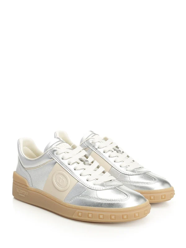 Valentino Silver Low Top Sneakers - Image 2