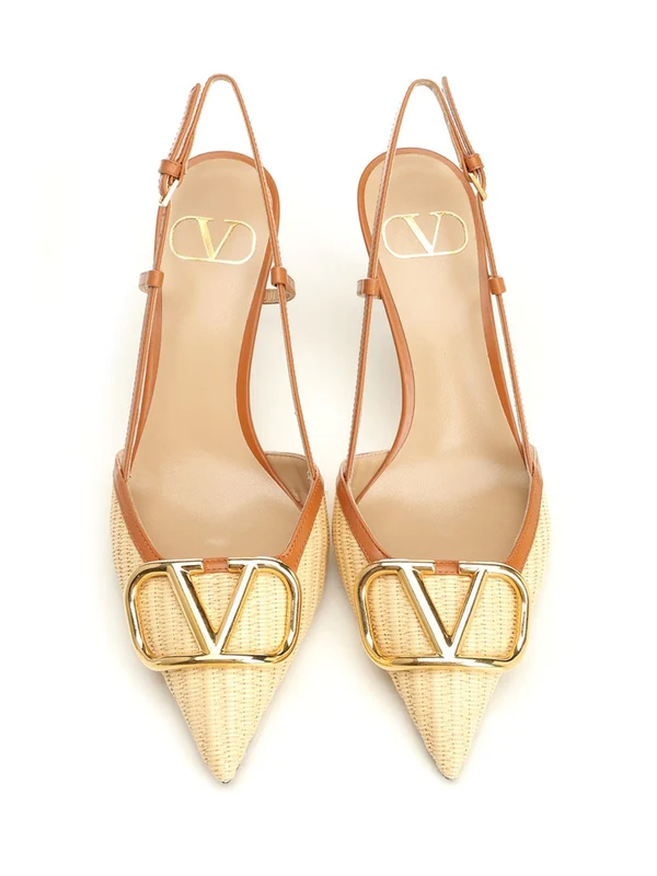 Valentino Beige Slingback Heels - Image 5