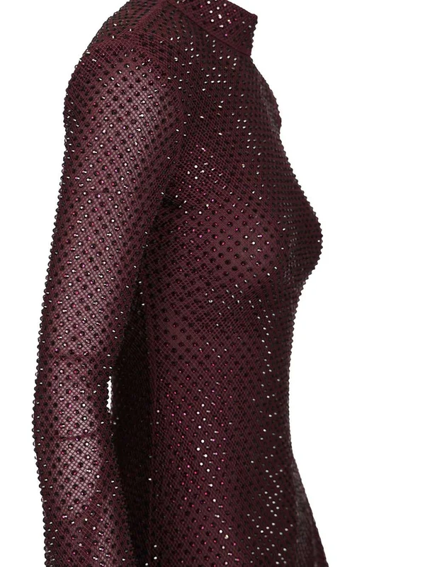 Self-Portrait Burgundy Midi Dress - Image 5