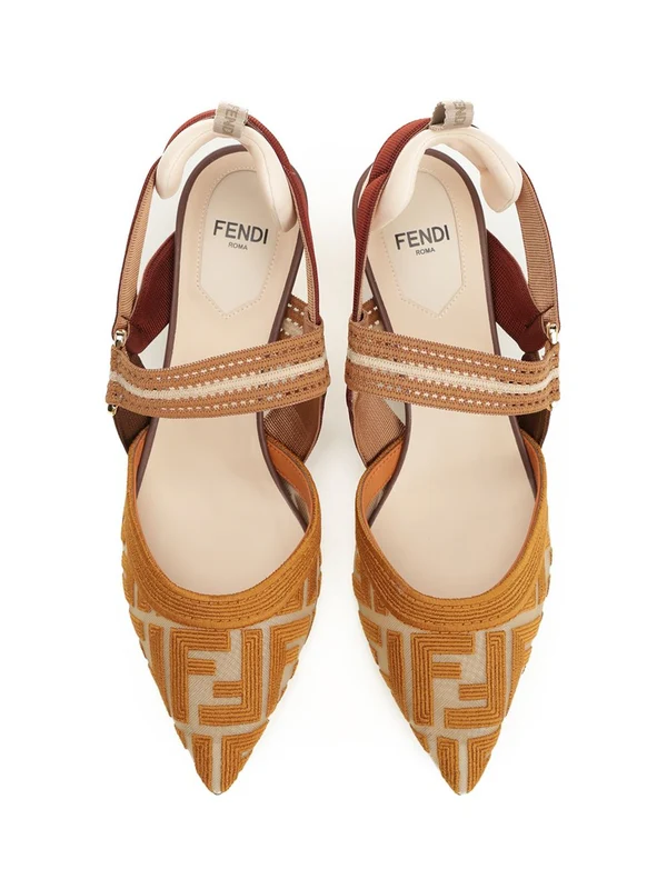 Fendi Beige Slingback Heels - Image 5