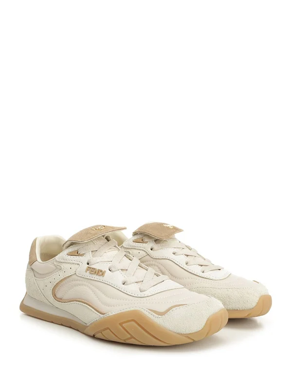 Fendi Beige Low Top Sneakers - Image 2