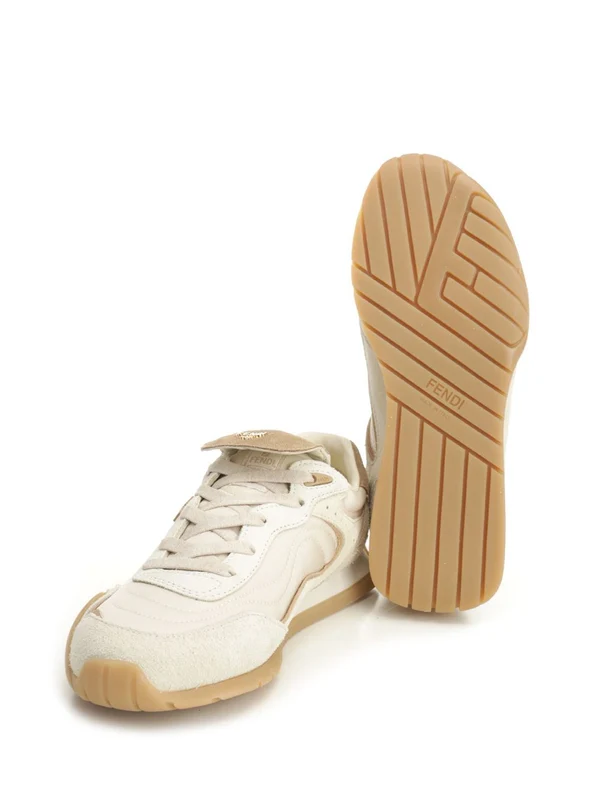 Fendi Beige Low Top Sneakers - Image 5