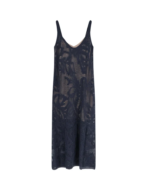 Brunello Cucinelli Navy Midi Dress - Image 2