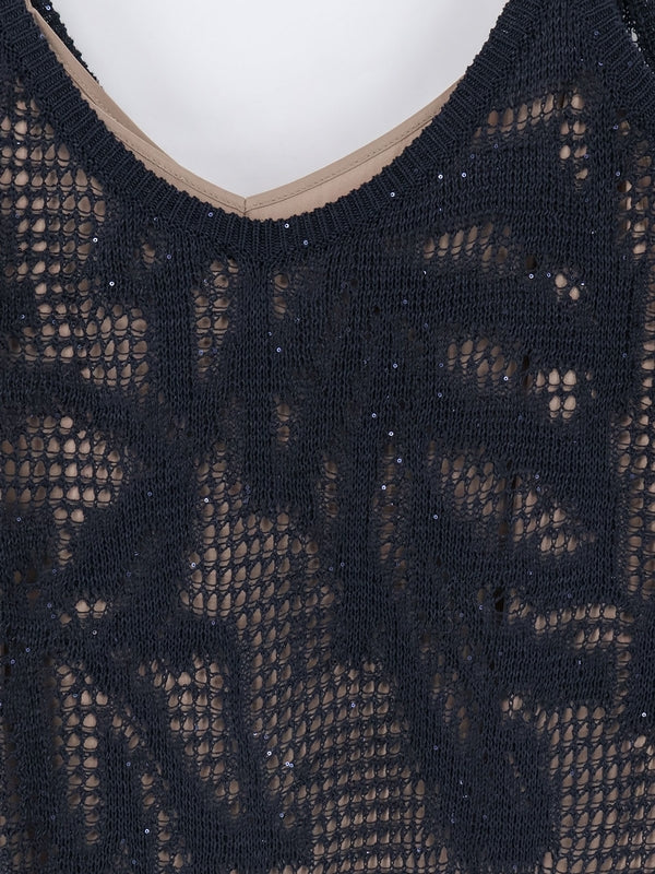 Brunello Cucinelli Navy Midi Dress - Image 3