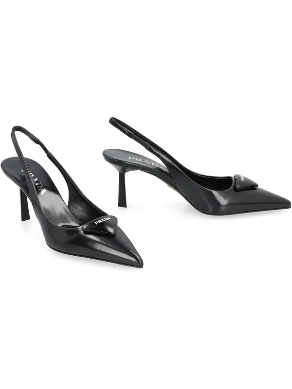 Prada Black Slingback Heels - Image 3