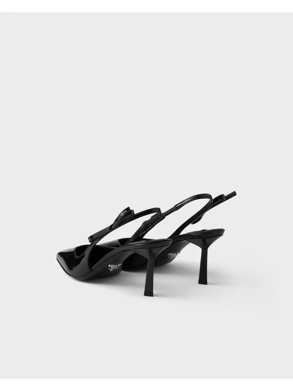 Prada Black Slingback Heels - Image 3