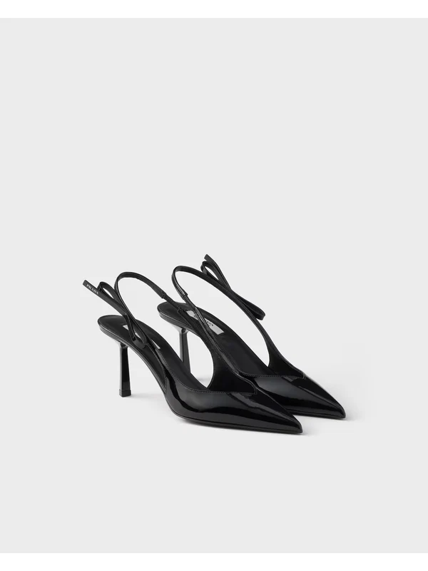 Prada Black Slingback Heels - Image 5