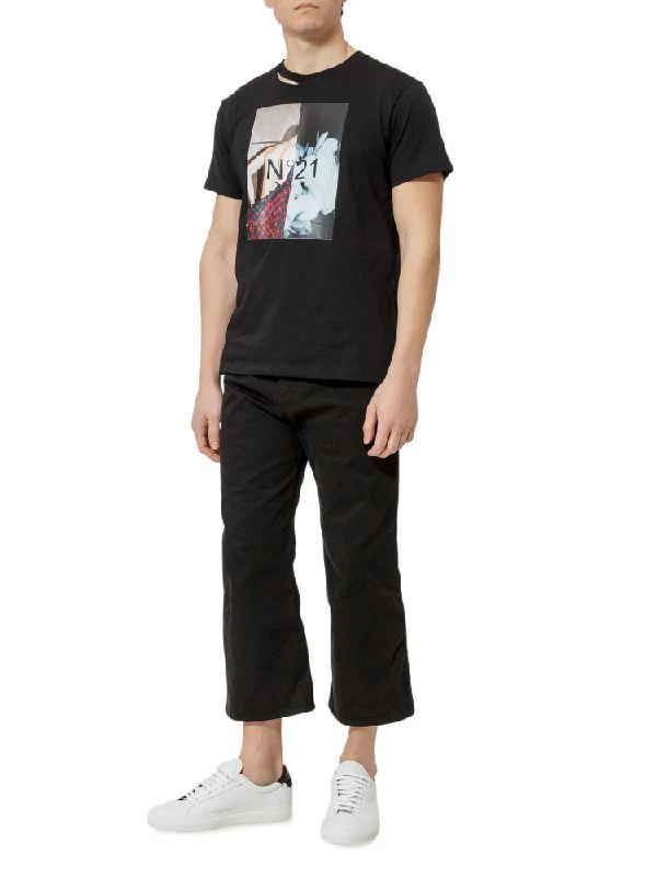 Black Regular Fit Crop Pants - Image 3
