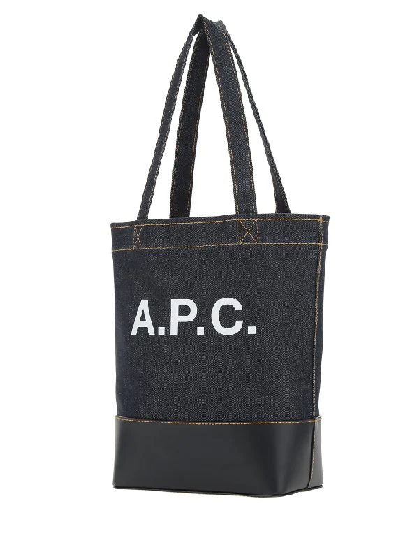 Axel Logo Printing Denim
  Leather Tote Bag - Image 2
