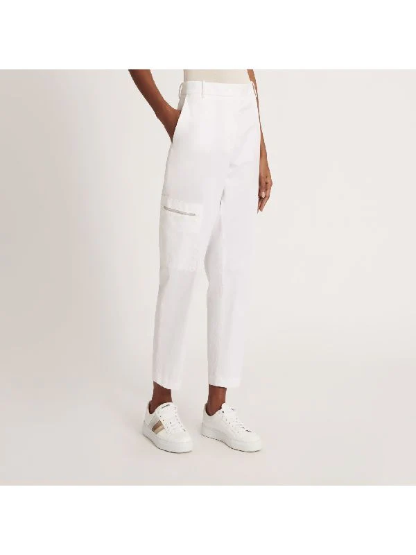 Stone Trim Pocket Cotton Tapered Pants - Image 2