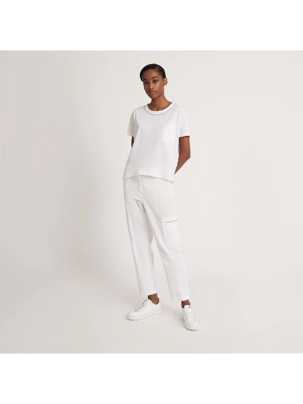 Stone Trim Pocket Cotton Tapered Pants - Image 4
