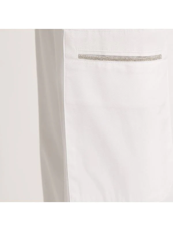 Stone Trim Pocket Cotton Tapered Pants - Image 5