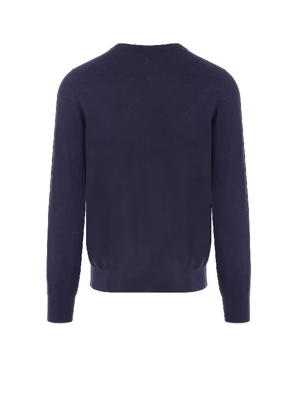 Navy Cashmere Silk Slim Knit - Image 4