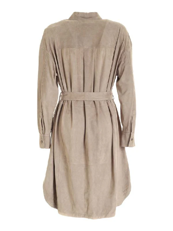 Beige Suede Trench Coat - Image 2