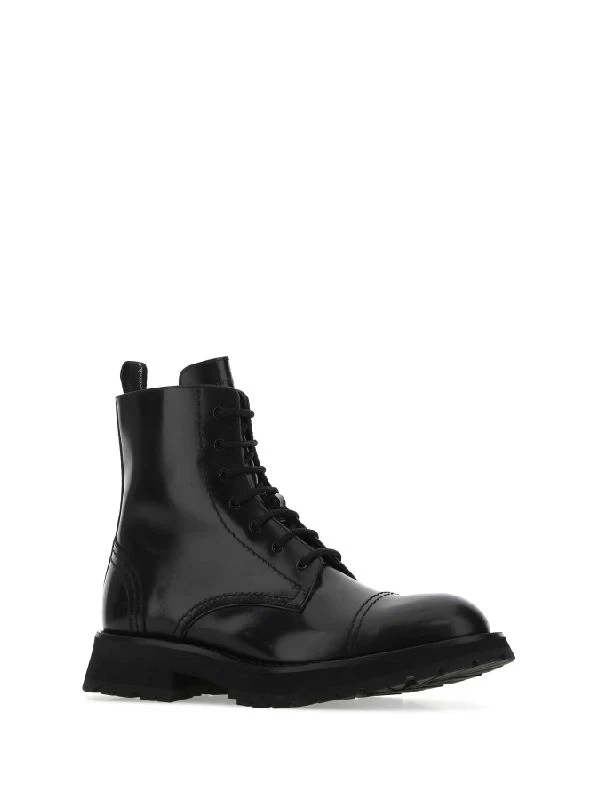 Black Leather Lace-up Boots - Image 2