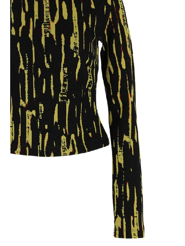 Graphic Pattern Highneck Crop Fit Top - Image 3
