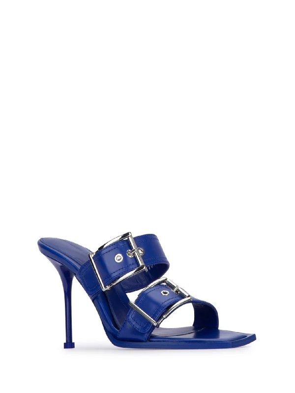 Buckle Detail Leather Sandal Heelss - Image 2