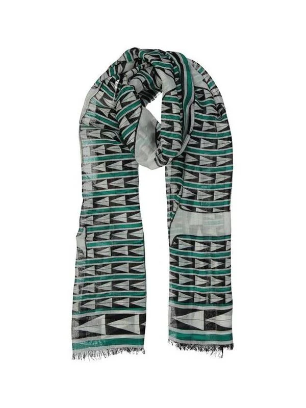 Pattern Fringe Detail Wool Muffler - Image 2