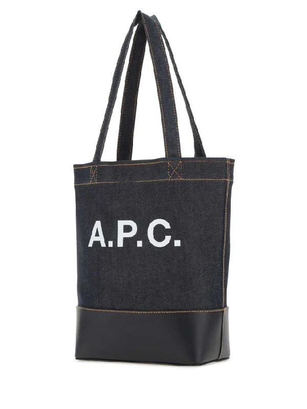 Axel Logo Printing Denim Leather Tote Bag - Image 2