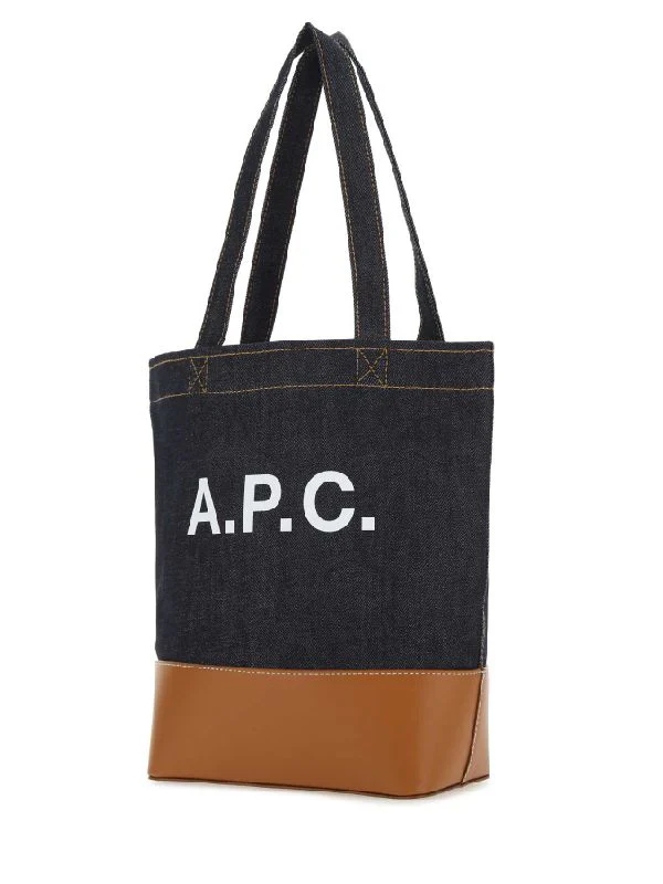 Axel Logo Printing Denim Leather Tote Bag - Image 2