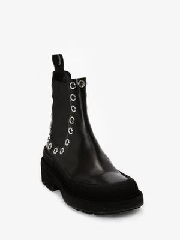 Stack Eyelet Leather Chelsea Boots - Image 2