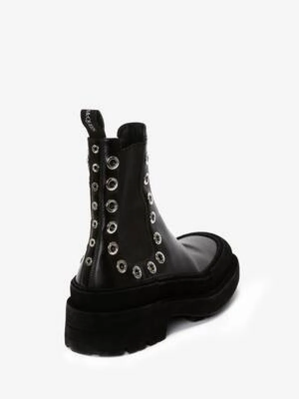 Stack Eyelet Leather Chelsea Boots - Image 3