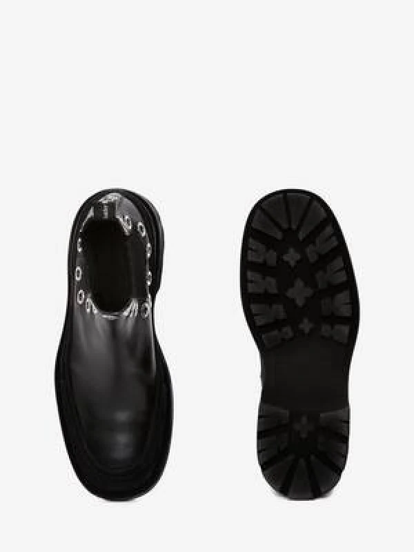 Stack Eyelet Leather Chelsea Boots - Image 4