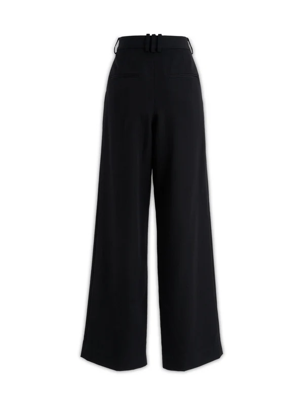 Black Wide Wool Pants - Image 2