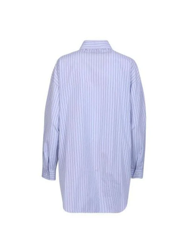 Knit Panel Pinstripe Shirt - Image 2
