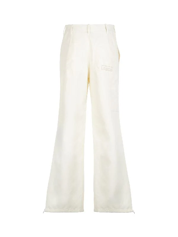 Logo Embroidery Cotton Linen Pants - Image 2