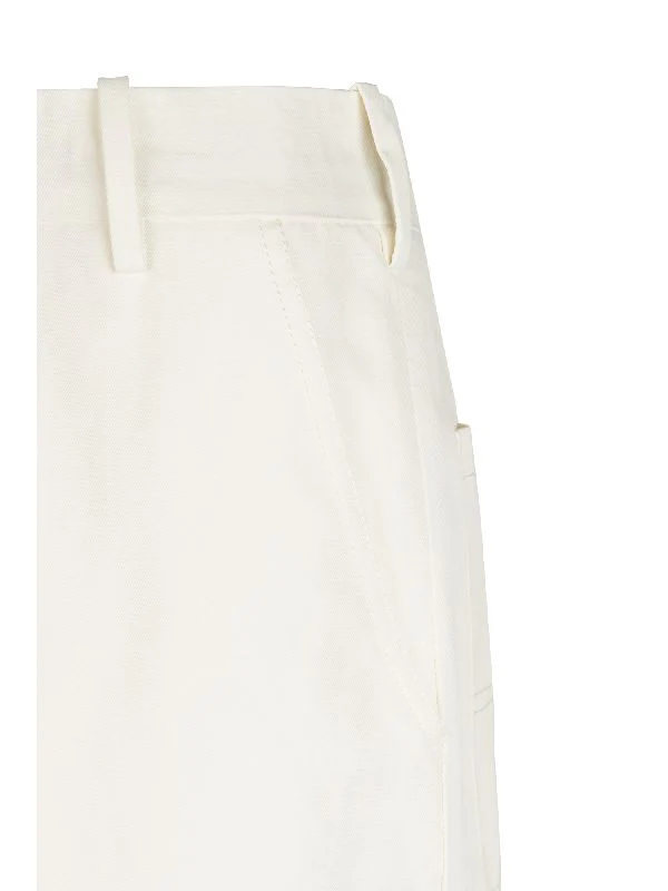 Logo Embroidery Cotton Linen Pants - Image 3